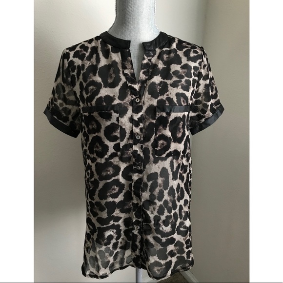 Elar Tops - NWT Fun Sheer Leopard Print Blouse